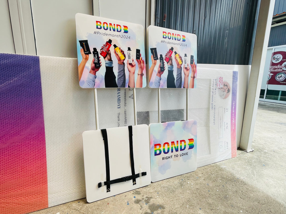 ป้ายถือโฆษณา ป้ายทรูป น้ำหนักเบา พกพาสะดวก พิมพ์คมชัด เหมาะสำหรับโปรโมชัน อีเวนต์ เดินแจก และกิจกรรมรณรงค์