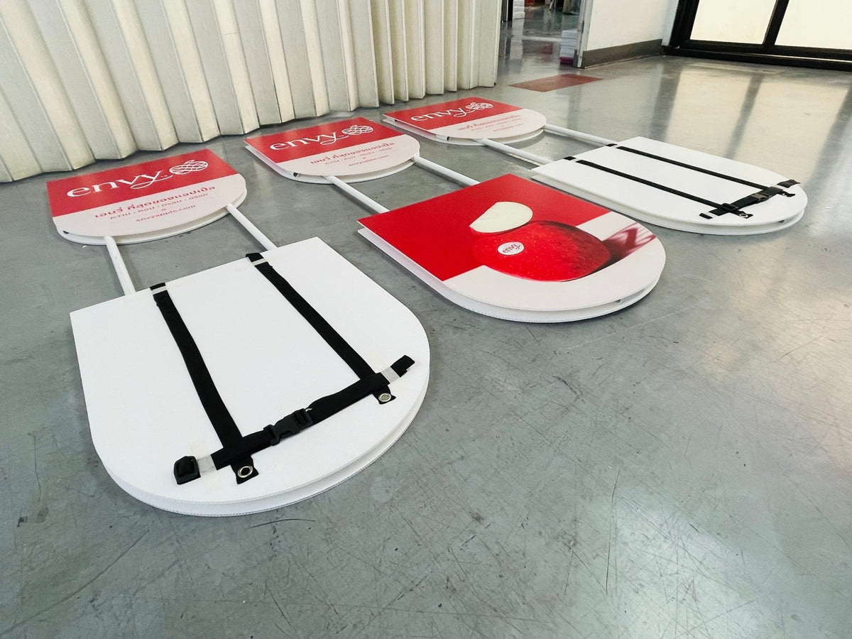 ป้ายถือโฆษณา ป้ายทรูป น้ำหนักเบา พกพาสะดวก พิมพ์คมชัด เหมาะสำหรับโปรโมชัน อีเวนต์ เดินแจก และกิจกรรมรณรงค์