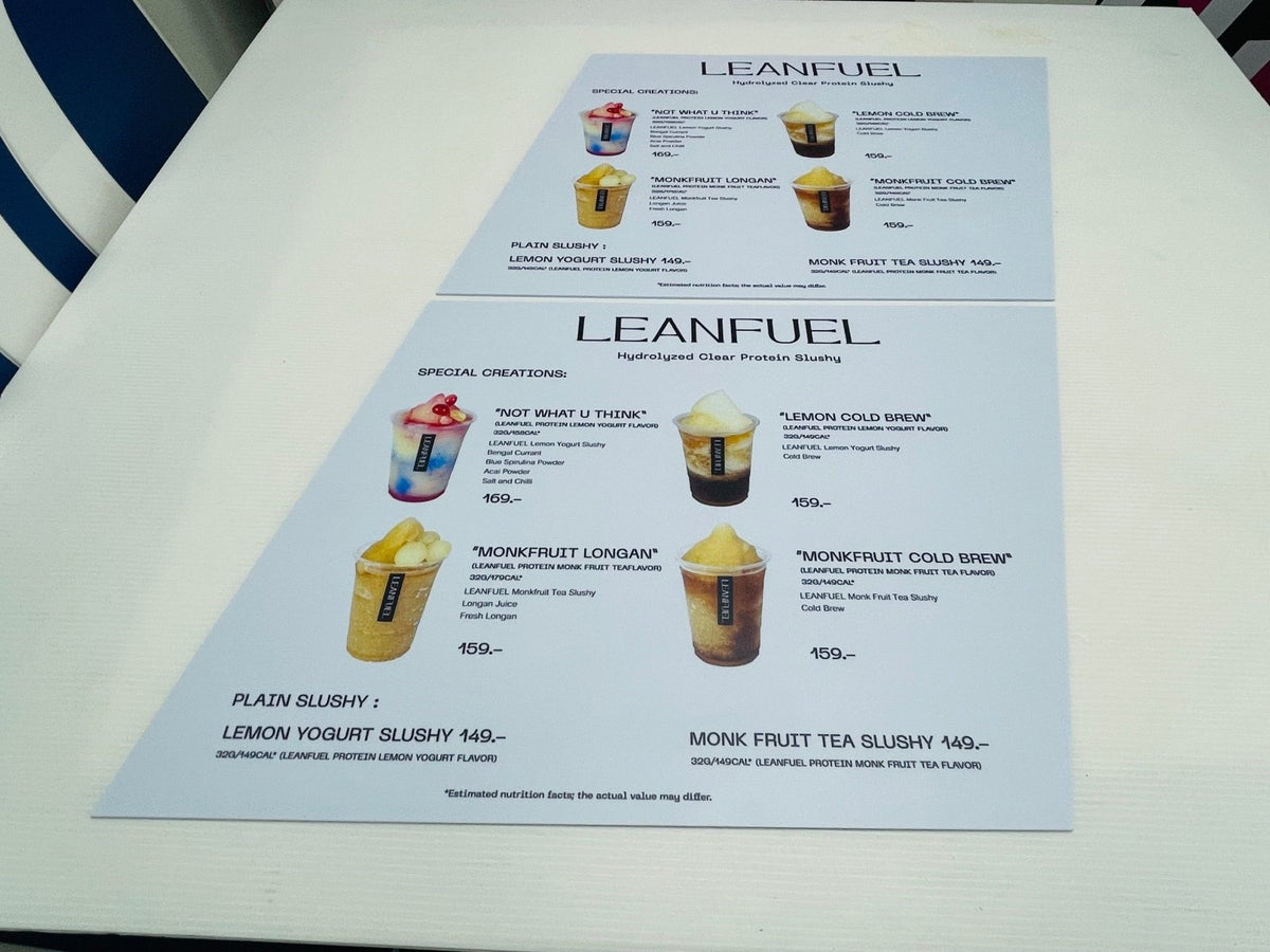 แผ่นเมนู พลาสติก HIP พลาสวูด แข็งแรง กันน้ำ พิมพ์คมชัด เหมาะสำหรับร้านอาหารและคาเฟ่