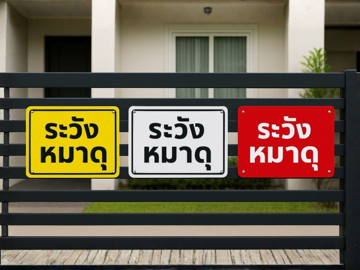 ป้ายระวังสุนัขดุ ตัวอักษรชัดเจน เหมาะสำหรับบ้านพัก ออฟฟิศ และสถานที่ส่วนบุคคล