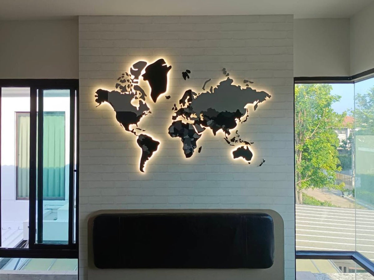 ป้ายแผนที่โลก World Map Board พิมพ์คมชัด รายละเอียดครบ ใช้สำหรับการศึกษา ตกแต่งสำนักงาน โรงเรียน และงานแสดงข้อมูล