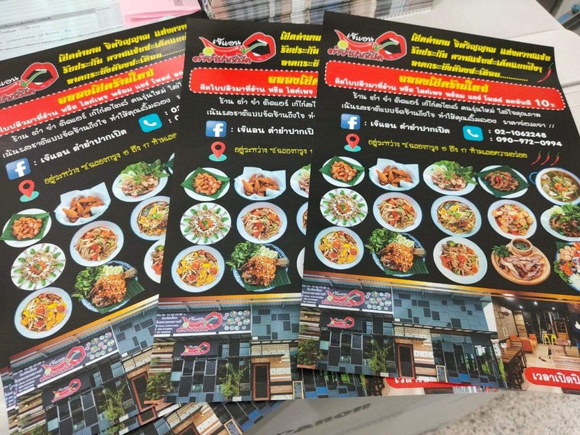 ป้ายเมนูอาหาร ป้ายราคา สำหรับติดผนังและตั้งโต๊ะ พิมพ์คมชัด ใช้งานสะดวก เหมาะสำหรับร้านอาหาร คาเฟ่ และร้านค้า