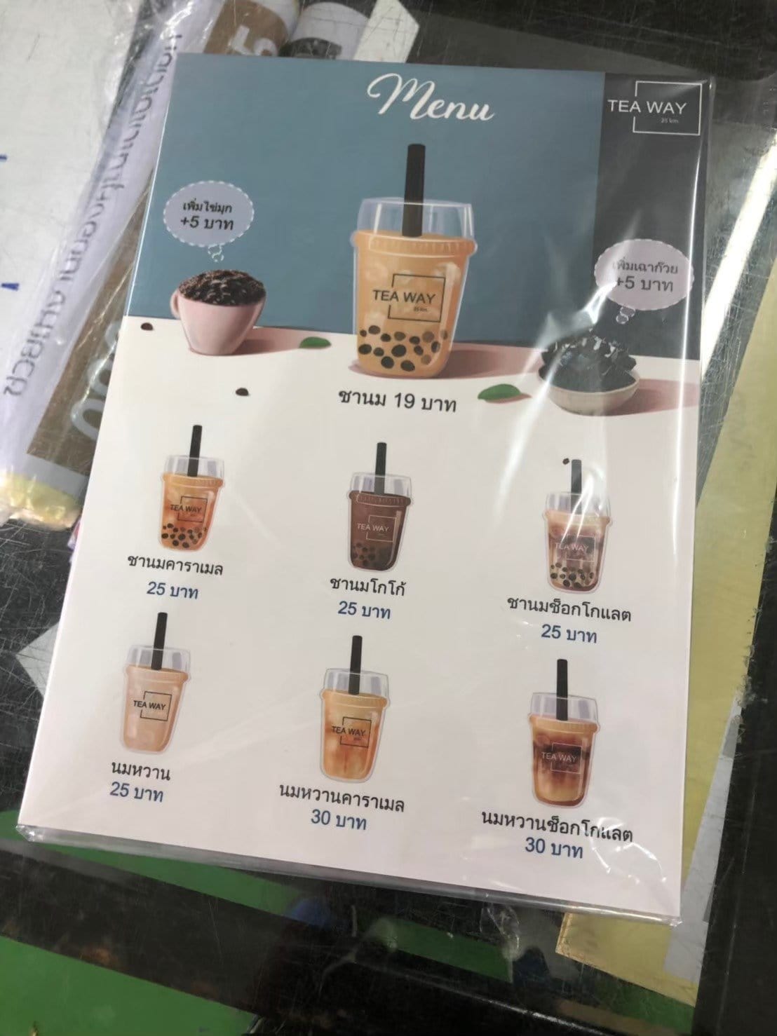 ป้ายเมนูอาหาร ป้ายราคา สำหรับติดผนังและตั้งโต๊ะ พิมพ์คมชัด ใช้งานสะดวก เหมาะสำหรับร้านอาหาร คาเฟ่ และร้านค้า