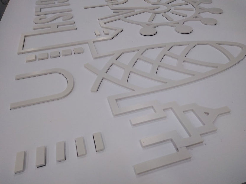 รับฉลุไดคัทตัวอักษรป้ายพลาสวูด ป้ายตัวนูน พลาสวูด ป้ายร้านกาแฟ แผ่น plastwood sheet ไดคัทลายตามแบบ อักษรนูน