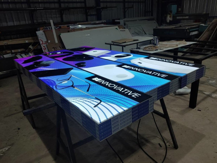 Metal Lightbox Stand Printed Backlit Sticker on Translucent Acrylic ...