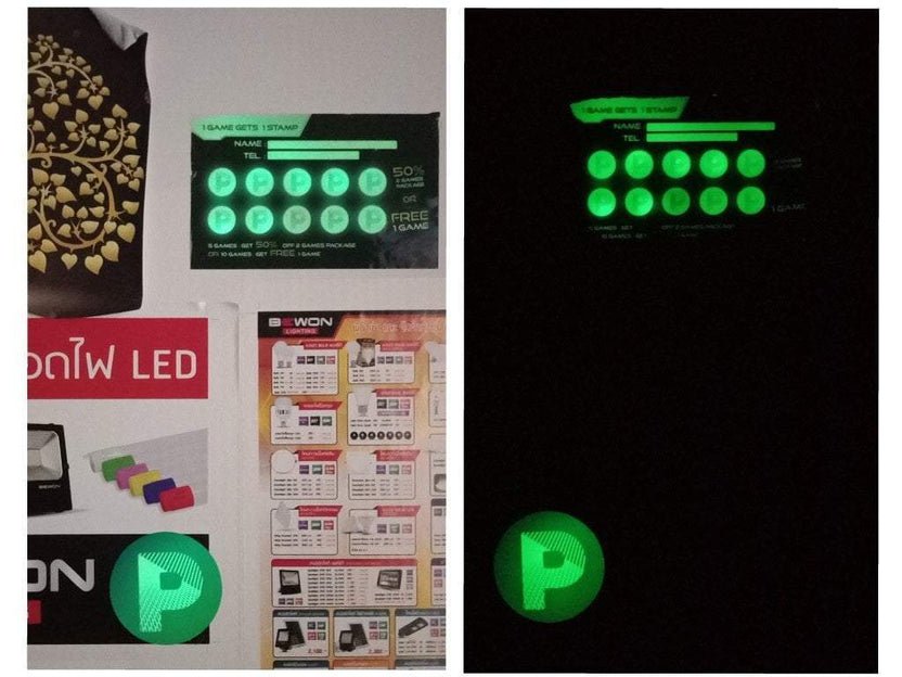 สติ๊กเกอร์เรืองแสง พรายน้ำ Glow in the Dark Sticker มองเห็นชัดในที่มืด เหมาะสำหรับงานตกแต่ง ป้ายความปลอดภัย และงานดีไซน์