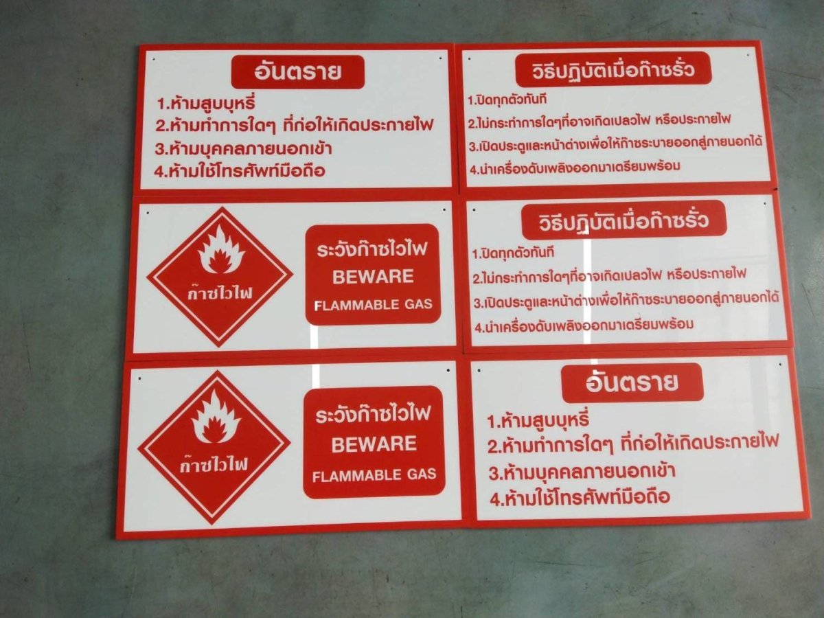 ป้ายห้าม และสัญลักษณ์ห้าม พิมพ์คมชัด เข้าใจง่าย ใช้สื่อสารด้านความปลอดภัย เหมาะสำหรับโรงงาน อาคาร และพื้นที่สาธารณะ