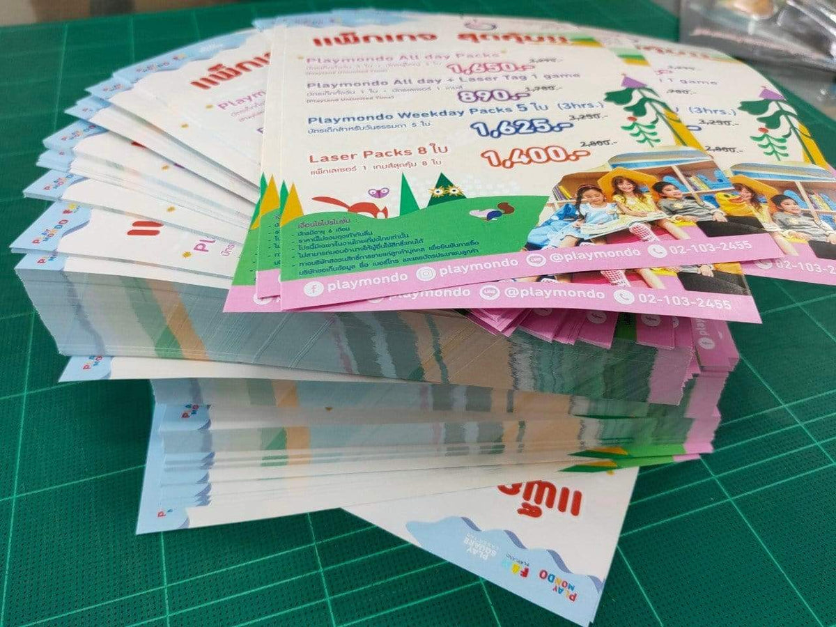 รับทำใบปลิว Flyers พิมพ์ใบปลิวจำนวนน้อย คุณภาพสูง สีสวยคมชัด เหมาะสำหรับงานโฆษณา โปรโมชัน และประชาสัมพันธ์สินค้า