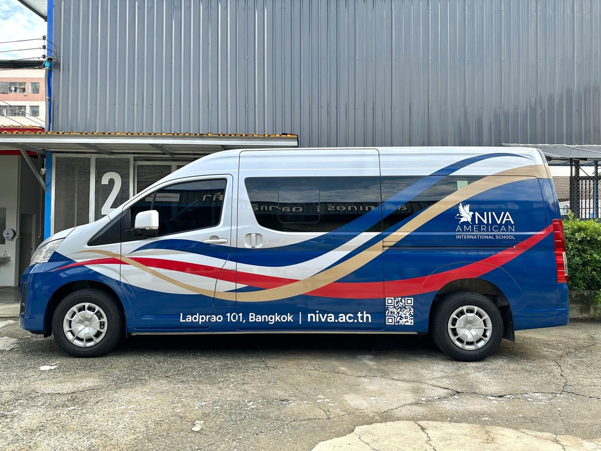 สติ๊กเกอร์ติดรถตู้ Van Wrap Sticker พิมพ์คมชัด วัสดุทนทาน เหมาะสำหรับโฆษณา โปรโมชัน และตกแต่งรถเพื่อสร้างเอกลักษณ์