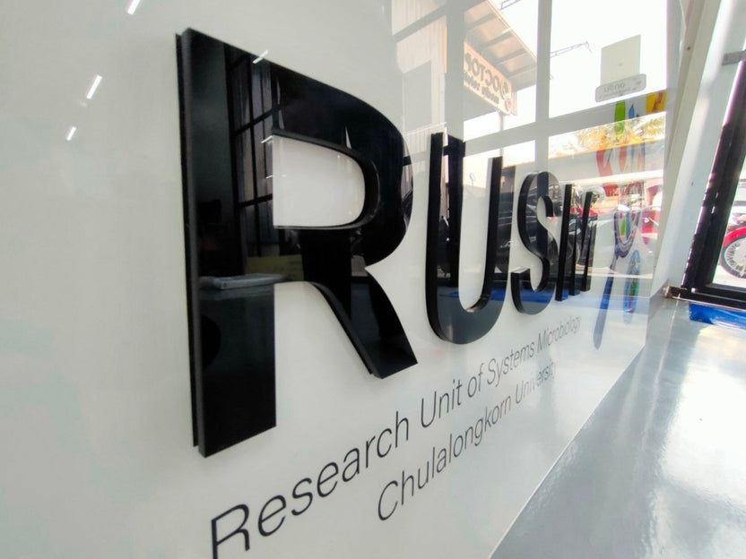 ป้ายโลโก้ Logo บริษัท ป้ายพลาสติก อะคริลิคไล่สี ป้ายตัวอักษรตกแต่งผนัง ป้ายตกแต่งออฟฟิศ โลโก้ภายใน