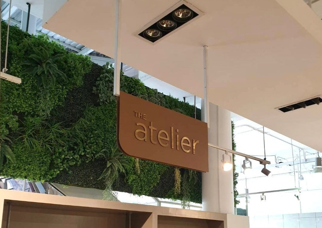 Ceiling sign hanging from the ceiling