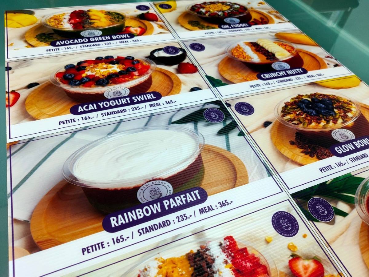 ป้ายเมนูราคาถูก ฟิวเจอร์บอร์ด ป้ายเมนูร้านเครื่องดื่ม ร้านขนม ร้านอาหารสุขภาพ