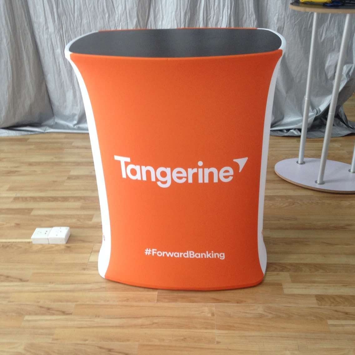 counter pop up แบบผ้า  โต๊ะชวนชิม โต๊ะชงชิม บูธสำเร็จรูป บูธแสดงสินค้า ราคาถูก