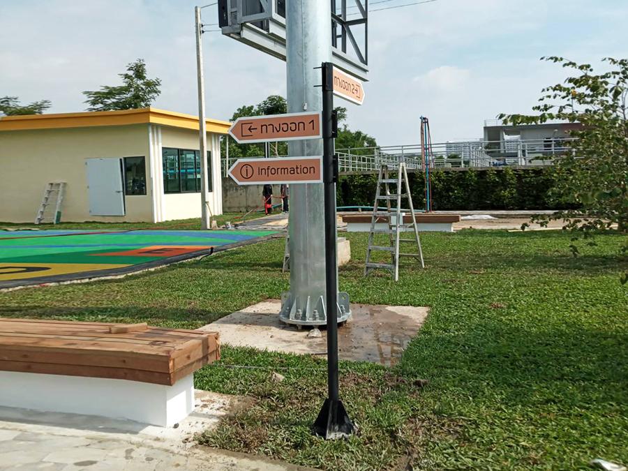 ป้ายเสา ป้ายบอกทาง ป้ายชี้ทาง ป้ายเสาหล่อปูน ป้ายอลูมิเนียมทำสี