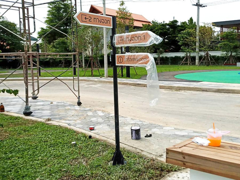 ป้ายเสา ป้ายบอกทาง ป้ายชี้ทาง ป้ายเสาหล่อปูน ป้ายอลูมิเนียมทำสี