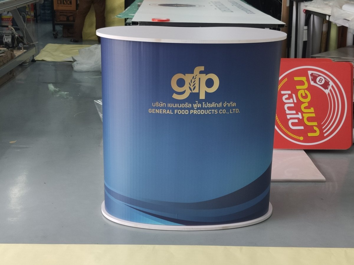 โต๊ะ เคาน์เตอร์ โต๊ะชวนชิม Promotion Counter น้ำหนักเบา ถอดประกอบง่าย เหมาะสำหรับงานอีเวนต์ โปรโมชัน และออกบูธ