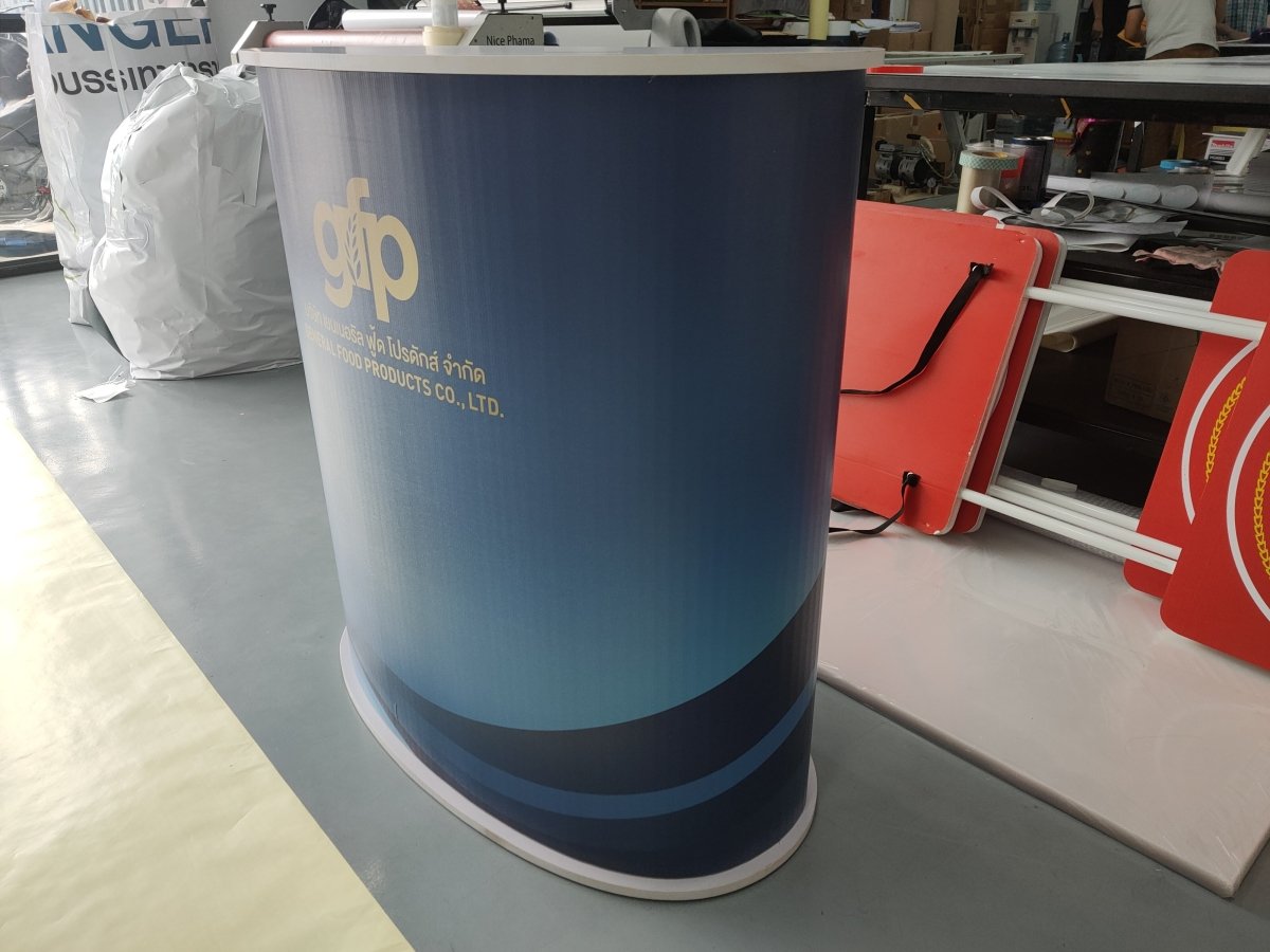 โต๊ะ เคาน์เตอร์ โต๊ะชวนชิม Promotion Counter น้ำหนักเบา ถอดประกอบง่าย เหมาะสำหรับงานอีเวนต์ โปรโมชัน และออกบูธ