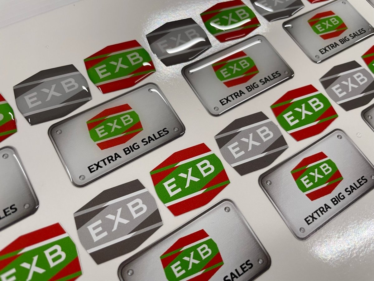 สติ๊กเกอร์เรซิ่น และสติ๊กเกอร์นูน Resin Dome Sticker พิมพ์คมชัด เคลือบเรซิ่นเงางาม เหมาะสำหรับฉลากสินค้า โลโก้ และงานพรีเมียม