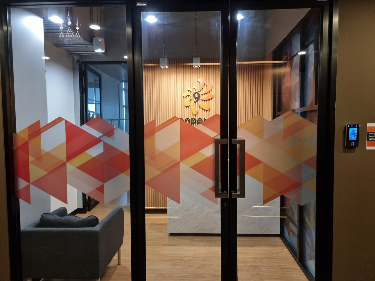 สติ๊กเกอร์ฝ้า พิมพ์อิงค์เจ็ท ติดกระจก ลวดลายสวยงาม กันแสง เหมาะสำหรับออฟฟิศและร้านค้า