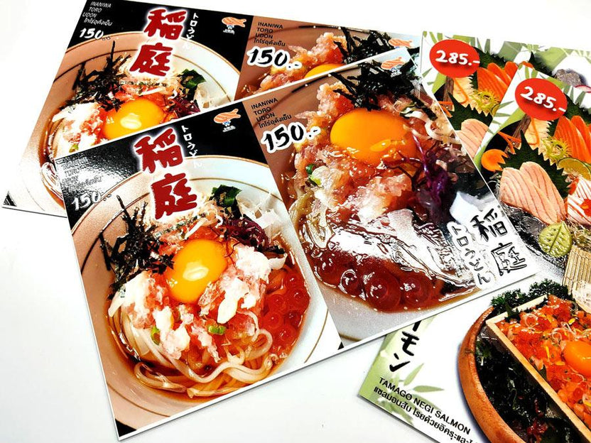 ป้ายเมนูอาหาร ป้ายราคา สำหรับติดผนังและตั้งโต๊ะ พิมพ์คมชัด ใช้งานสะดวก เหมาะสำหรับร้านอาหาร คาเฟ่ และร้านค้า