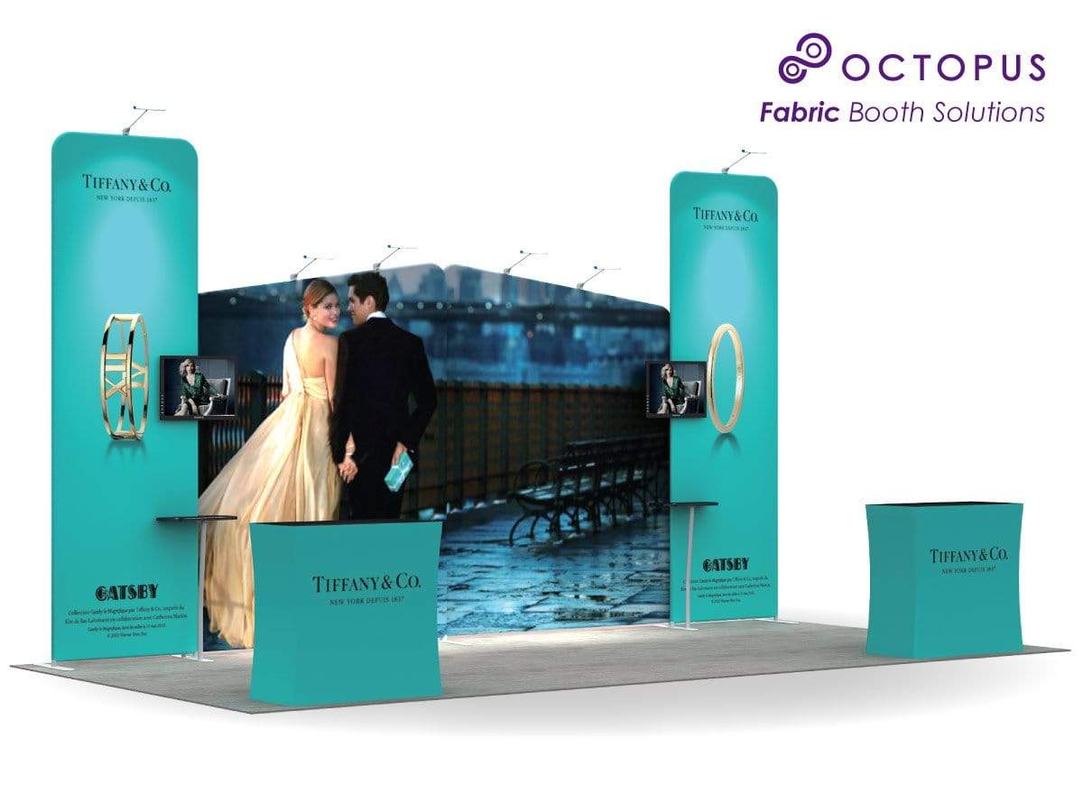 ชุดจัดบูธสำเร็จรูป บูธผ้าสำเร็จรูป แบคดรอปผ้าสำเร็จรูป Booth Solution Elegant C