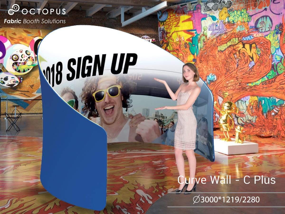 Backdrop แบ็คดรอปผ้า สำเร็จรูป โครงอลูมิเนียม Fabric Backdrop Wall Curve C แบคดรอปผ้า โค้ง
