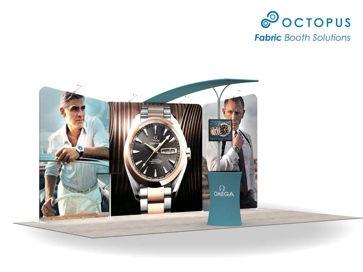 ชุดจัดบูธสำเร็จรูป บูธผ้าสำเร็จรูป แบคดรอปผ้าสำเร็จรูป Booth Solution Signature A