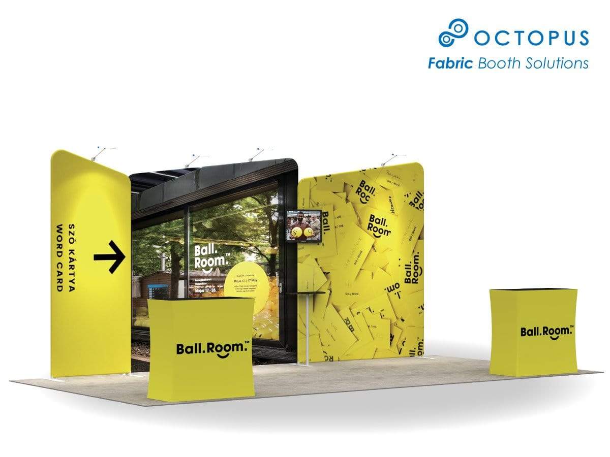 ชุดจัดบูธสำเร็จรูป บูธผ้าสำเร็จรูป แบคดรอปผ้าสำเร็จรูป Booth Solution Signature B