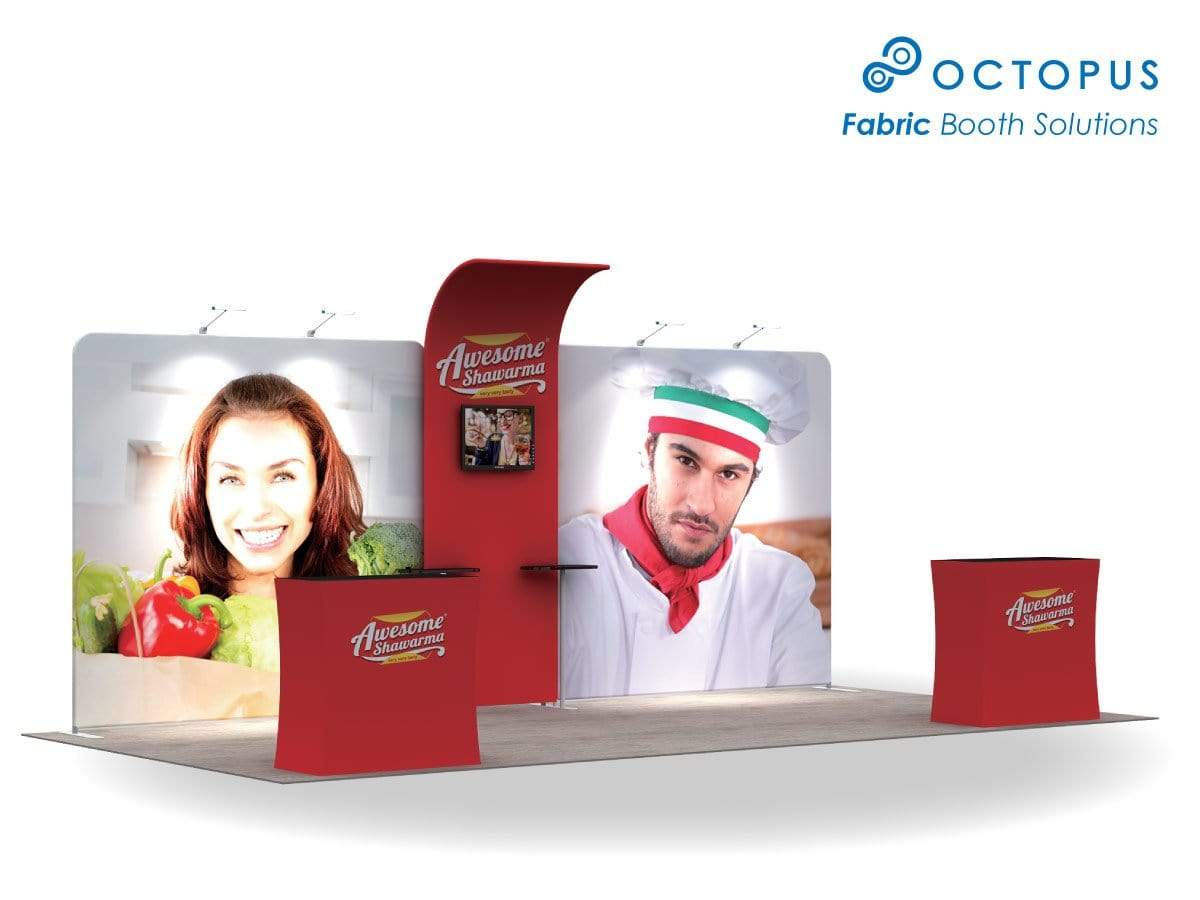 ชุดจัดบูธสำเร็จรูป บูธผ้าสำเร็จรูป แบคดรอปผ้าสำเร็จรูป Booth Solution Signature C