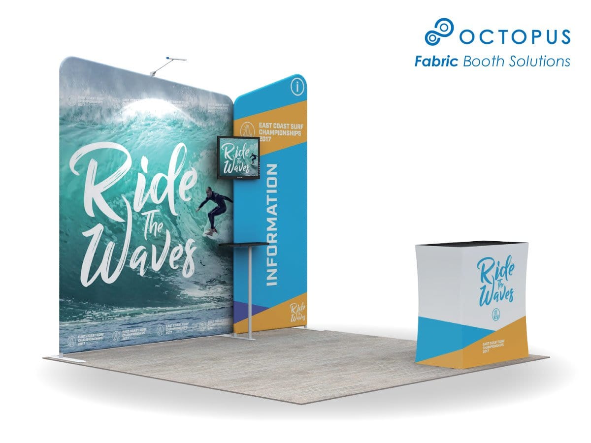 ชุดจัดบูธสำเร็จรูป บูธผ้าสำเร็จรูป แบคดรอปผ้าสำเร็จรูป Booth Solution Icon D