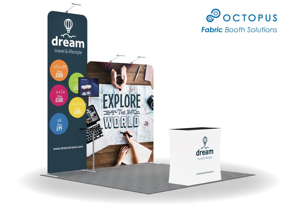 บูธผ้าสำเร็จรูป แบคดรอปผ้า(Booth Solution) - Octopus Media Solutions