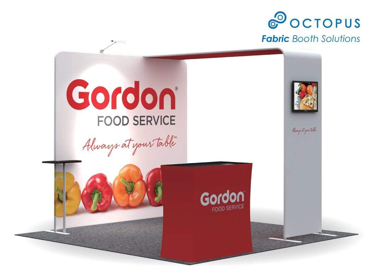 ชุดจัดบูธสำเร็จรูป บูธผ้าสำเร็จรูป แบคดรอปผ้าสำเร็จรูป Booth Solution Landmark C