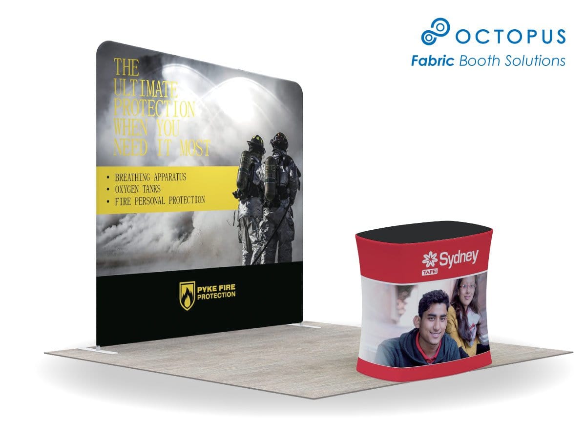 ชุดจัดบูธสำเร็จรูป บูธผ้าสำเร็จรูป แบคดรอปผ้าสำเร็จรูป Booth Solution on the go