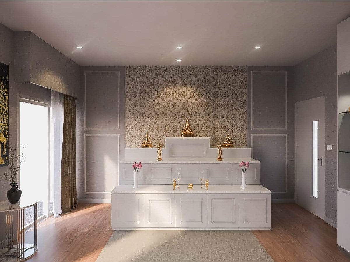 ออกแบบภาพ 3 มิติ ออกแบบห้องพระ ภาพตัวอย่าง ห้องพระ ดีไซน์ ออกแบบ พร้อมตกแต่ง