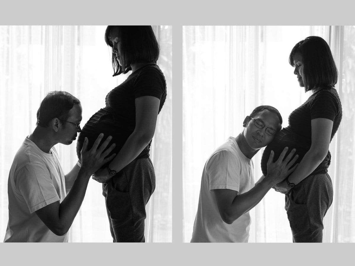 รับถ่ายรูปคนท้อง แม่ตั้งครรภ์ ท้อง 9 เดือน ใกล้คลอด พ่อหอมพุงแม่