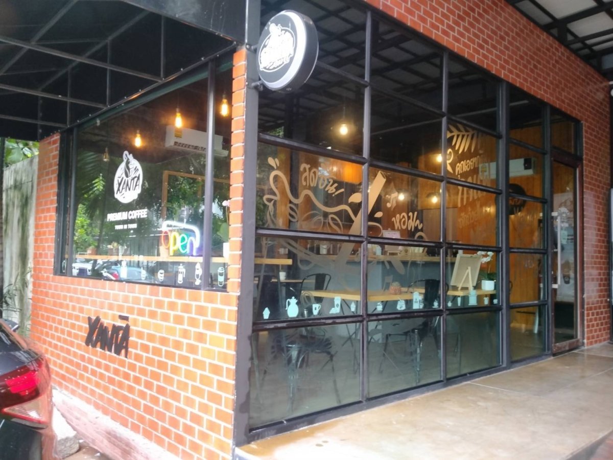 สติ๊กเกอร์ฝ้าติดกระจกร้านกาแฟ สติ๊กเกอร์ตกแต่งกระจก แต่งร้านกาแฟ