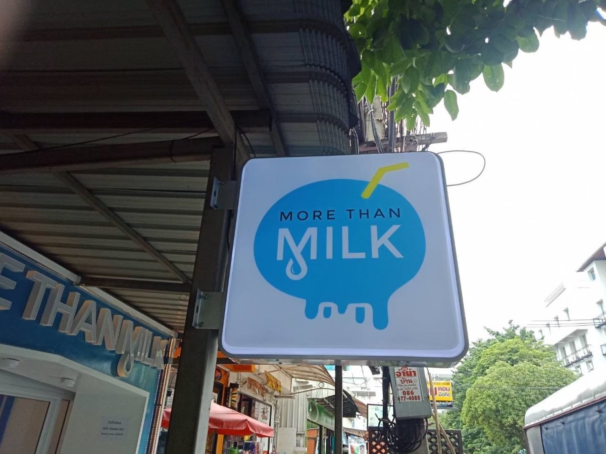 ป้ายไฟร้านนม ร้านน้ำ ร้านกาแฟ สำเร็จรูป ป้ายไฟสี่เหลี่ยม ติดหน้าร้าน
