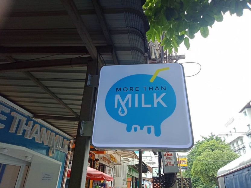 ป้ายไฟร้านนม ร้านน้ำ ร้านกาแฟ สำเร็จรูป ป้ายไฟสี่เหลี่ยม ติดหน้าร้าน