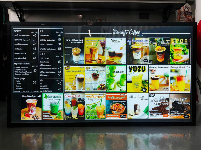 ป้ายไฟ LED Slim Lightbox ป้ายกรอบไฟแบบบาง ดีไซน์ทันสมัย สว่างคมชัด เหมาะสำหรับป้ายโฆษณา หน้าร้าน และงานโปรโมชัน