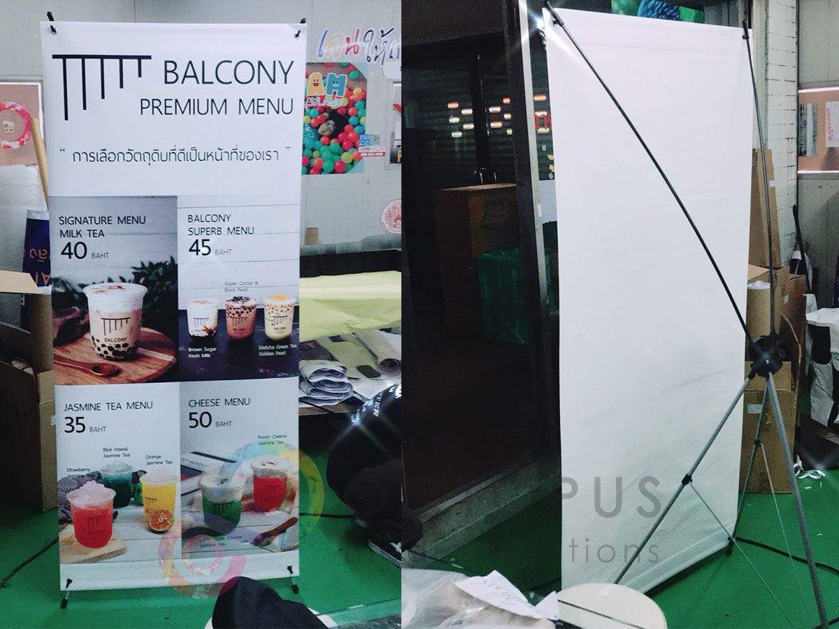 X Stand เอ็กซ์สแตน POSM ป้ายขาตั้ง ป้ายออกบูธ แสดงสินค้า ROMIX SIMPLIFY MY LIFE สื่อส่งเสริมการตลาด POP Display