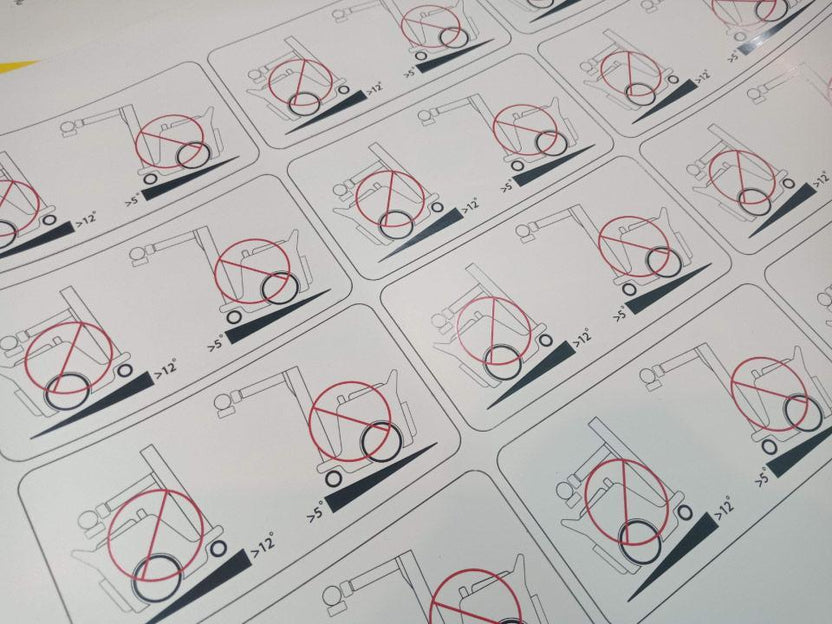 สติ๊กเกอร์ฉลากสินค้ากันน้ำขาวด้าน สติกเกอร์แปะเครื่อง สัญลักษณ์ความปลอดภัย sticker Label แปะฉลากสินค้า