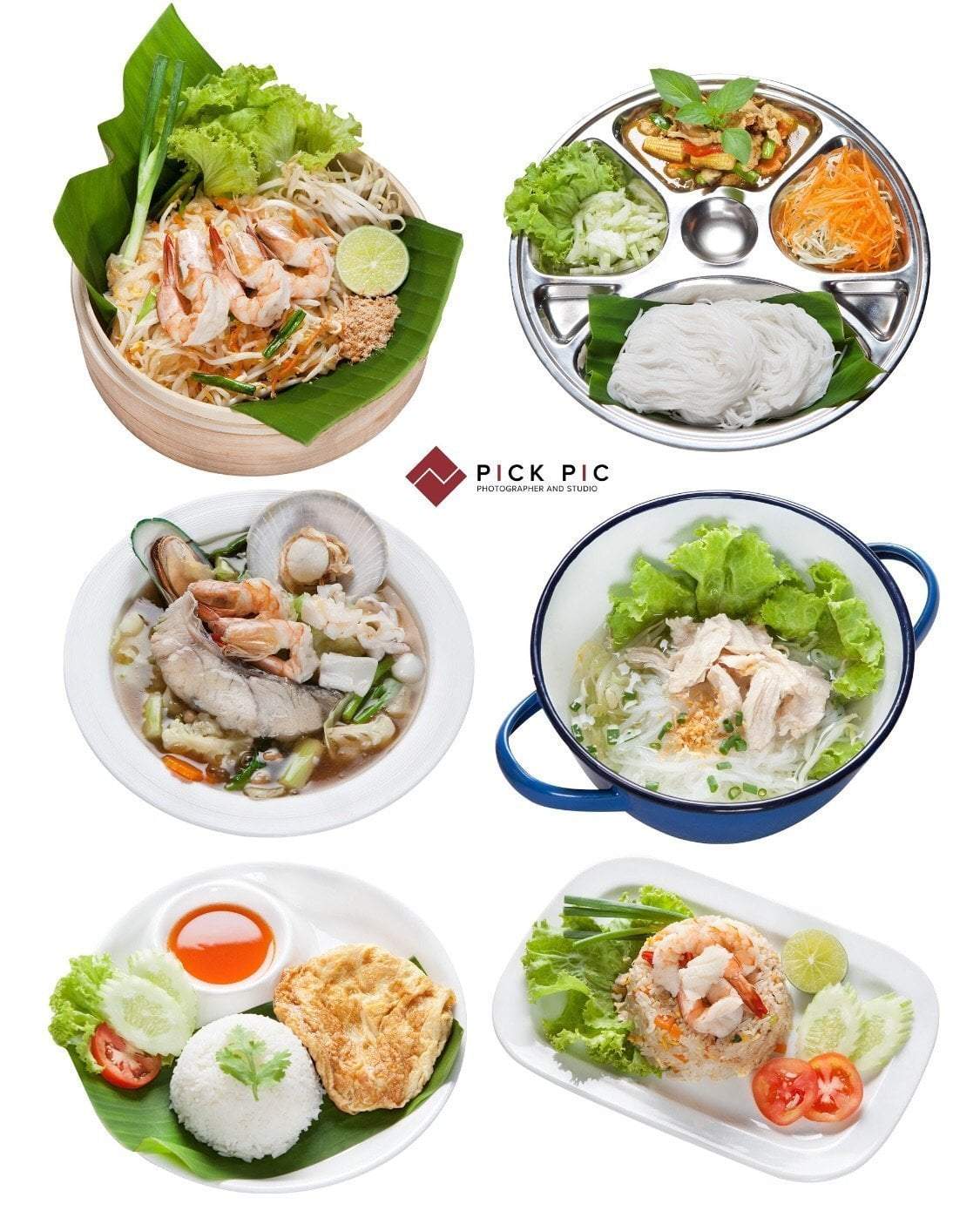 ถ่ายภาพอาหาร (Food & Menu) อาหารตามสั่งเป็นจาน ไดคัทขาว แสงขาว food stylist