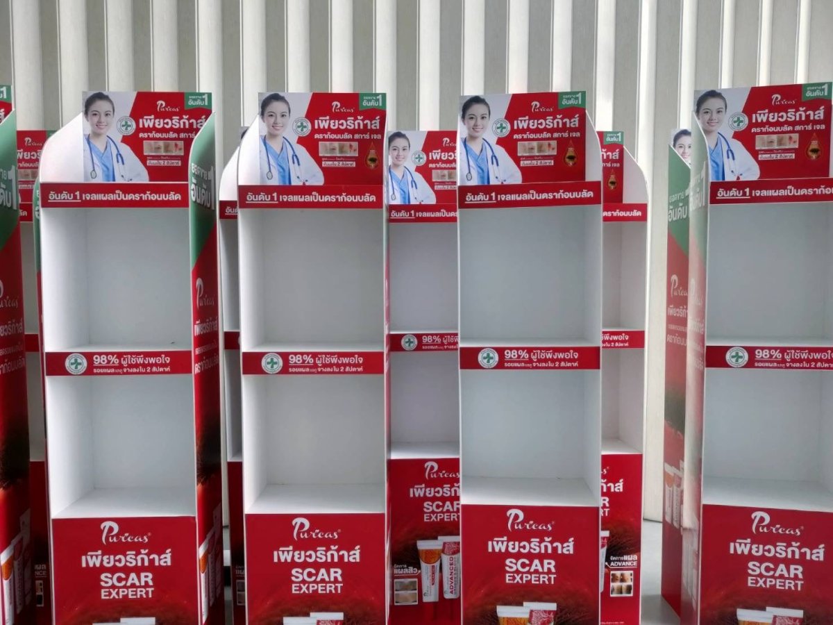 ชั้นวางสินค้าราคาถูก เชลฟ์ดิสเพลย์ Shelf Display แข็งแรง น้ำหนักเบา เหมาะสำหรับโชว์สินค้าในร้านค้า และงานอีเวนต์