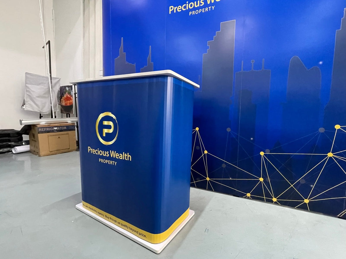 โต๊ะ เคาน์เตอร์ โต๊ะชวนชิม Promotion Counter น้ำหนักเบา ถอดประกอบง่าย เหมาะสำหรับงานอีเวนต์ โปรโมชัน และออกบูธ