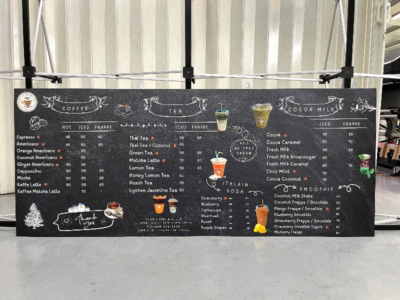 ป้ายพลาสวูด สติ๊กเกอร์ป้าย พิมพ์ยูวี ป้ายโฆษณา ออกแบบป้าย รับทำป้าย ตกแต่งร้าน สื่อโฆษณา ป้ายธุรกิจ