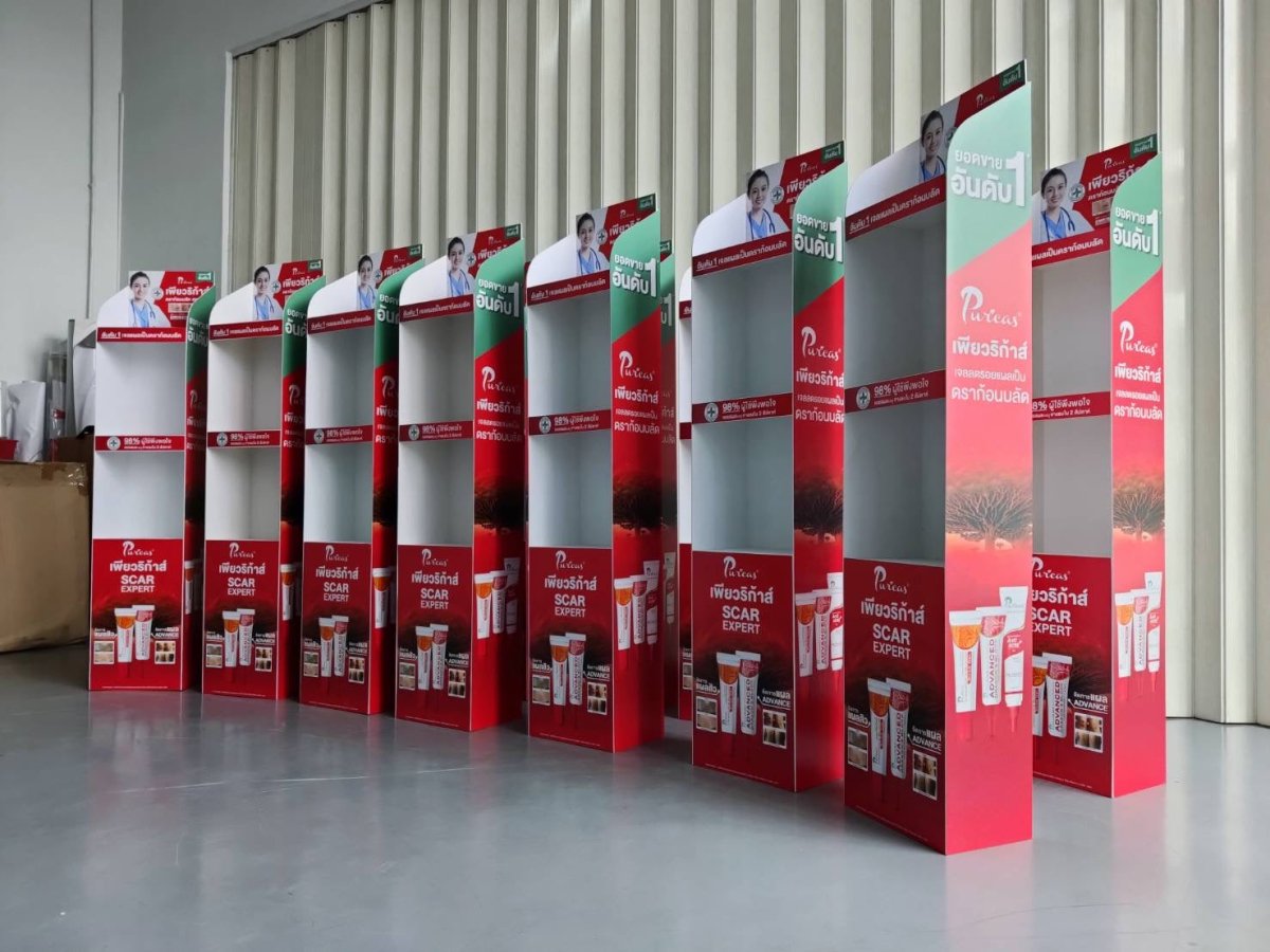 ชั้นวางสินค้าราคาถูก เชลฟ์ดิสเพลย์ Shelf Display แข็งแรง น้ำหนักเบา เหมาะสำหรับโชว์สินค้าในร้านค้า และงานอีเวนต์