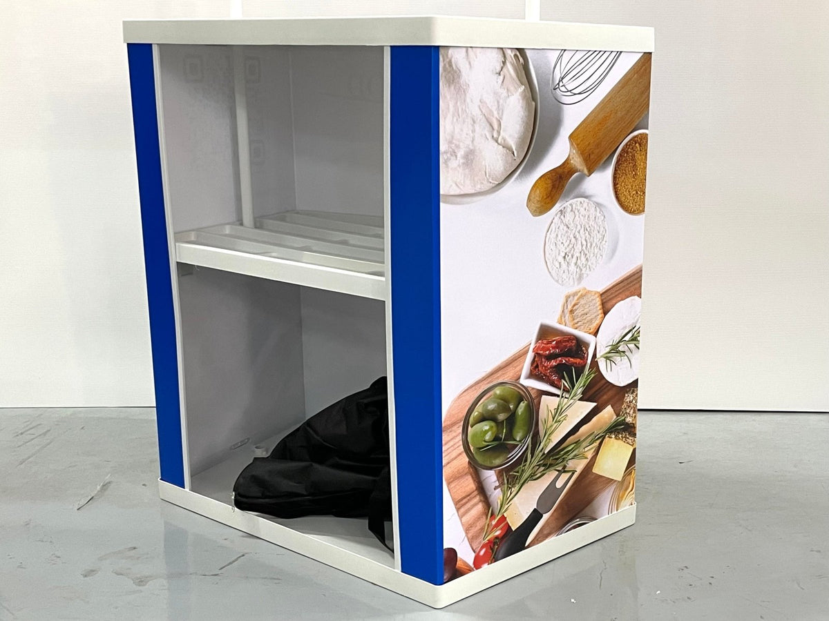 โต๊ะ เคาน์เตอร์ โต๊ะชวนชิม Promotion Counter น้ำหนักเบา ถอดประกอบง่าย เหมาะสำหรับงานอีเวนต์ โปรโมชัน และออกบูธ