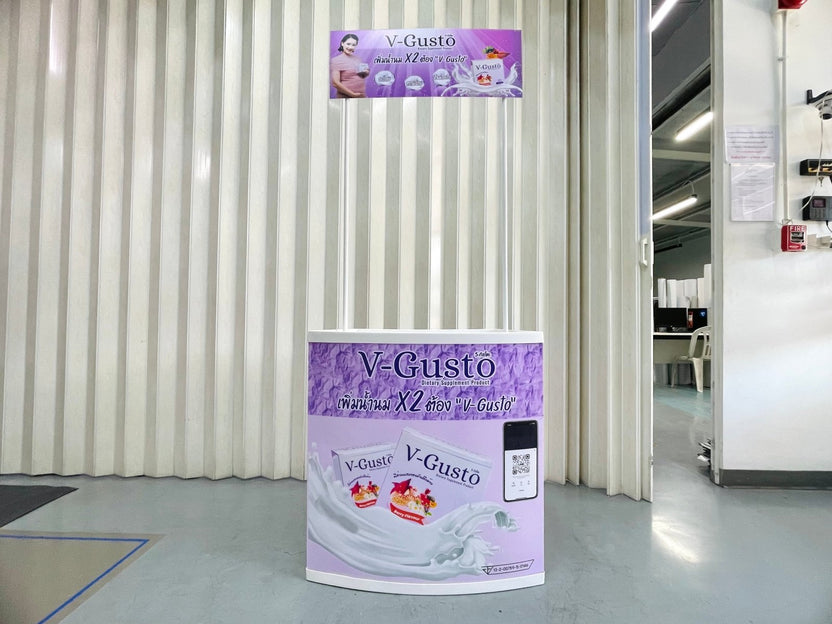 โต๊ะ เคาน์เตอร์ โต๊ะชวนชิม Promotion Counter น้ำหนักเบา ถอดประกอบง่าย เหมาะสำหรับงานอีเวนต์ โปรโมชัน และออกบูธ