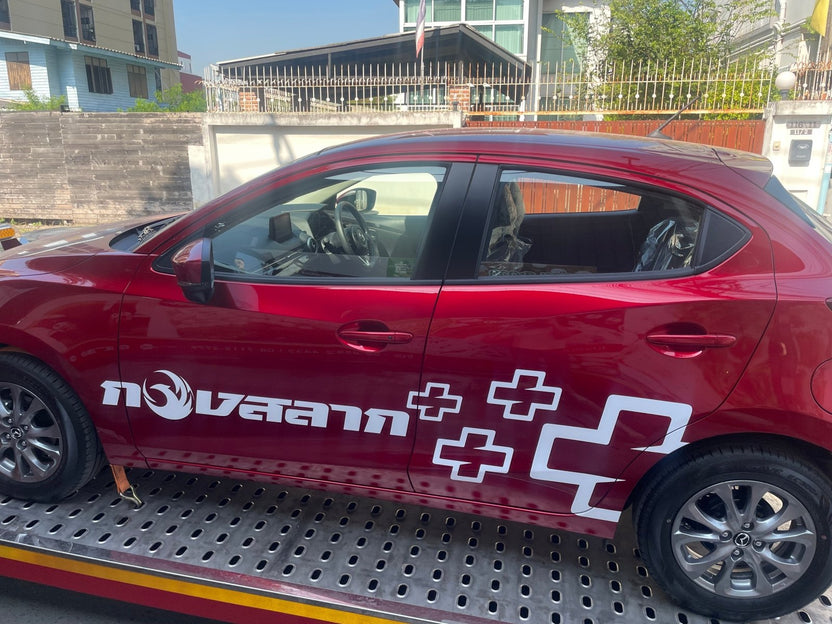 สติ๊กเกอร์ไดคัทติดรถ พิมพ์คมชัด วัสดุทนทาน กันน้ำ เหมาะสำหรับงานโฆษณา โปรโมชัน และตกแต่งรถเพื่อเพิ่มเอกลักษณ์