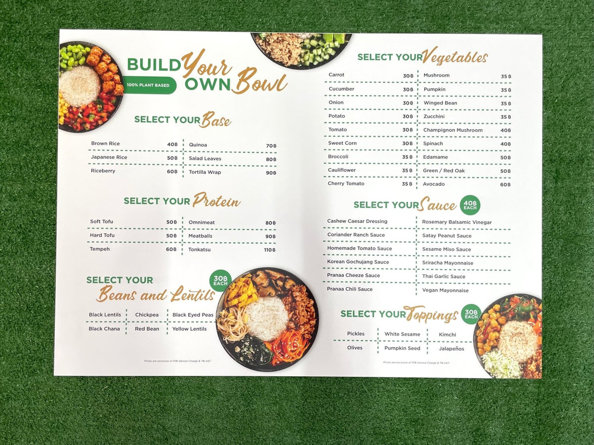 แผ่นเมนู พลาสติก HIP พลาสวูด แข็งแรง กันน้ำ พิมพ์คมชัด เหมาะสำหรับร้านอาหารและคาเฟ่